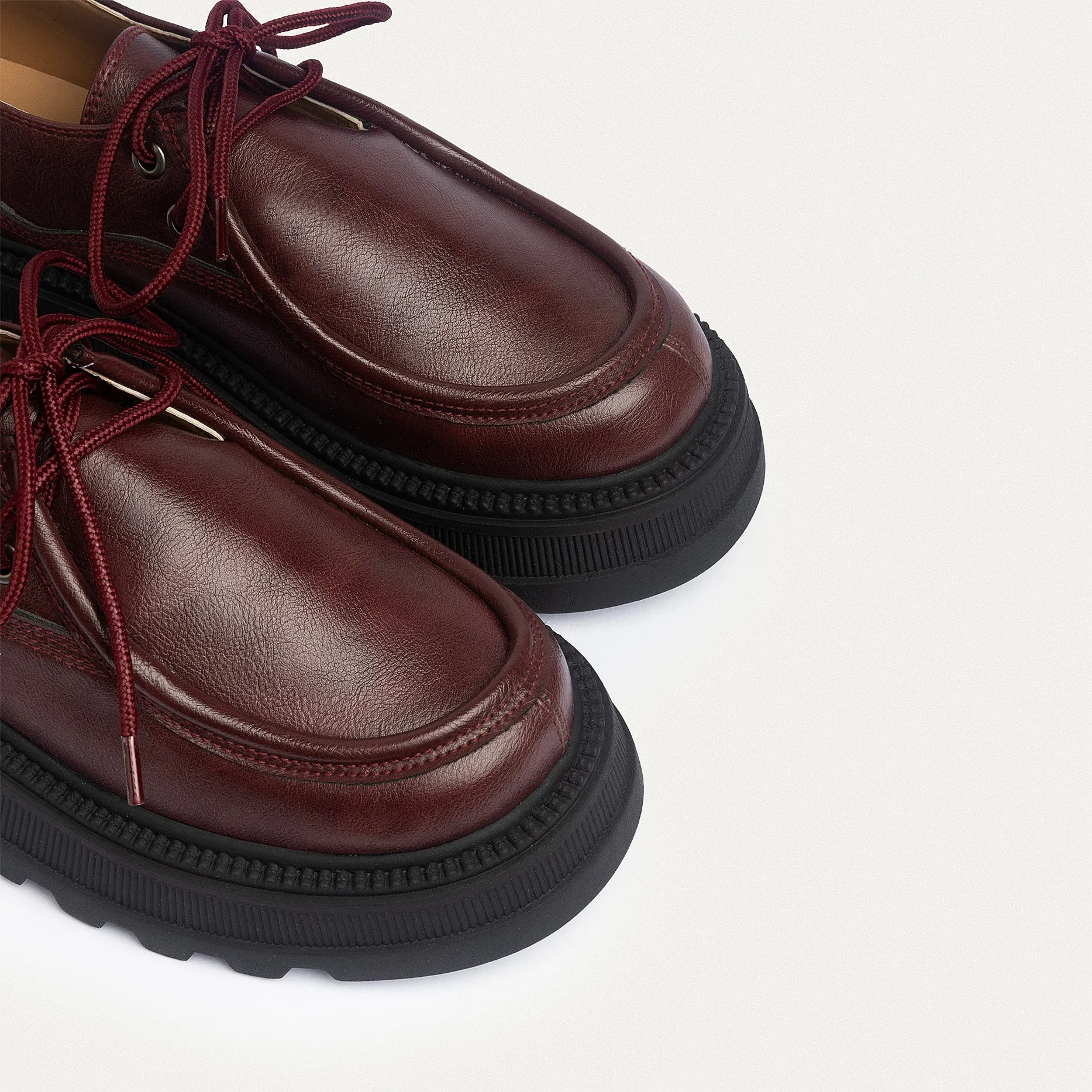 Achilles | Women Burgundy Chunky Oxford Loafer with laces