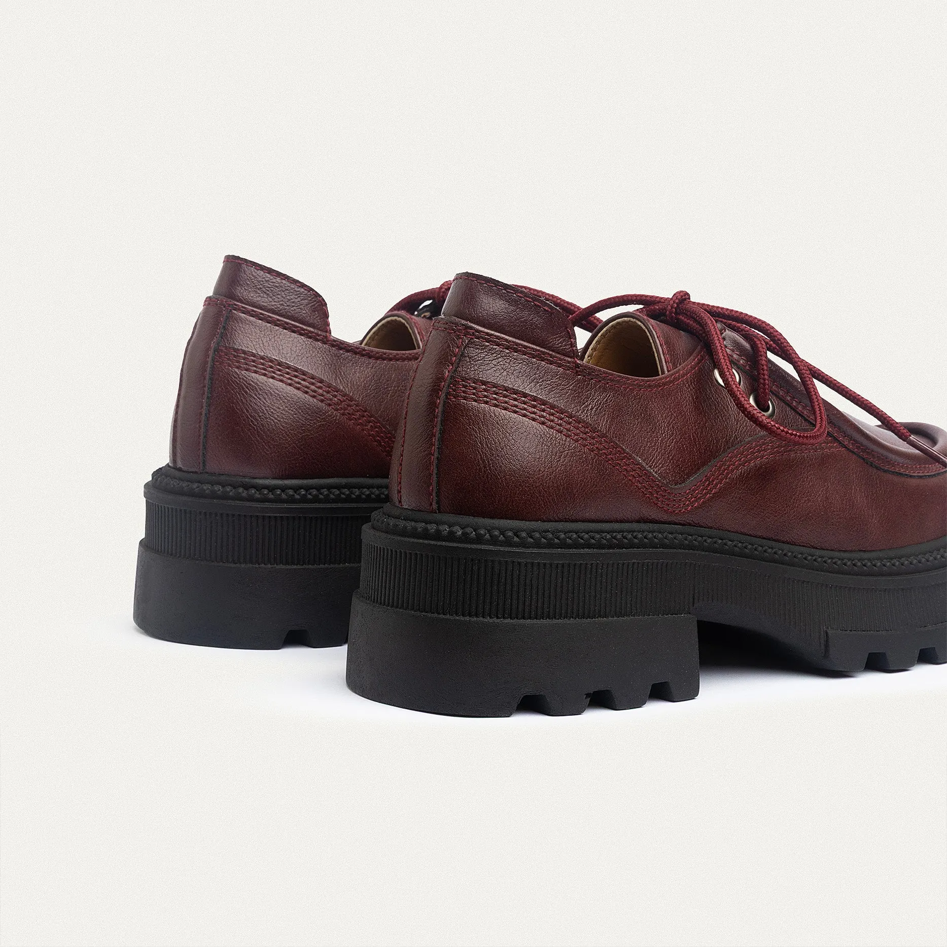 Achilles | Women Burgundy Chunky Oxford Loafer with laces