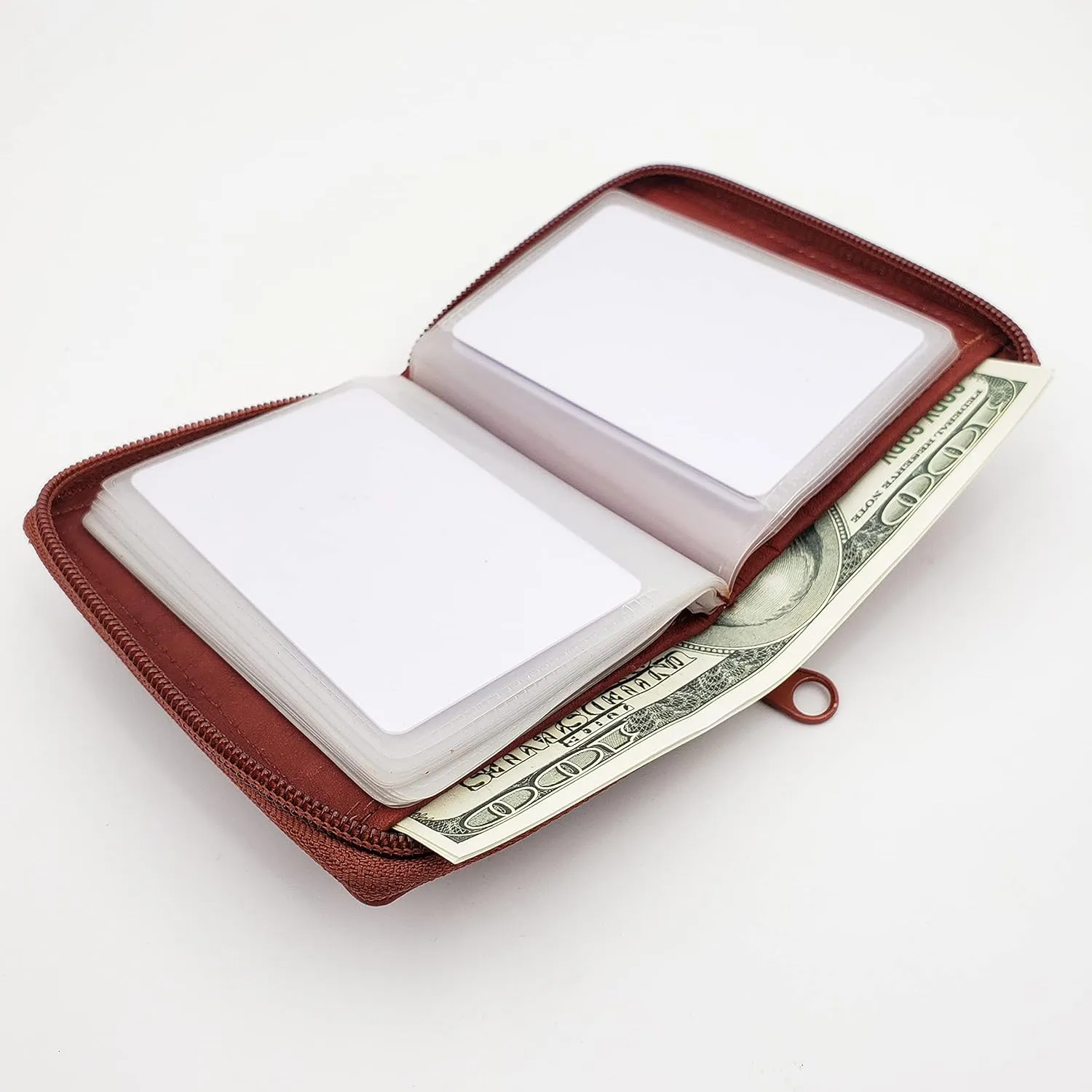 ag wallets Mens Zip Around Leather Wallet with Inserts (Burgundy)