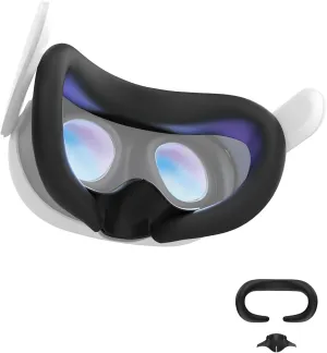 APEXINNO VR Silicone Face Pad Cover and Anti-Leakage Nose Pad for Meta Quest 3 Original Headset Accessories, VR Face Cushion and Light Blocker for Oculus Quest 3 Headset (Black)