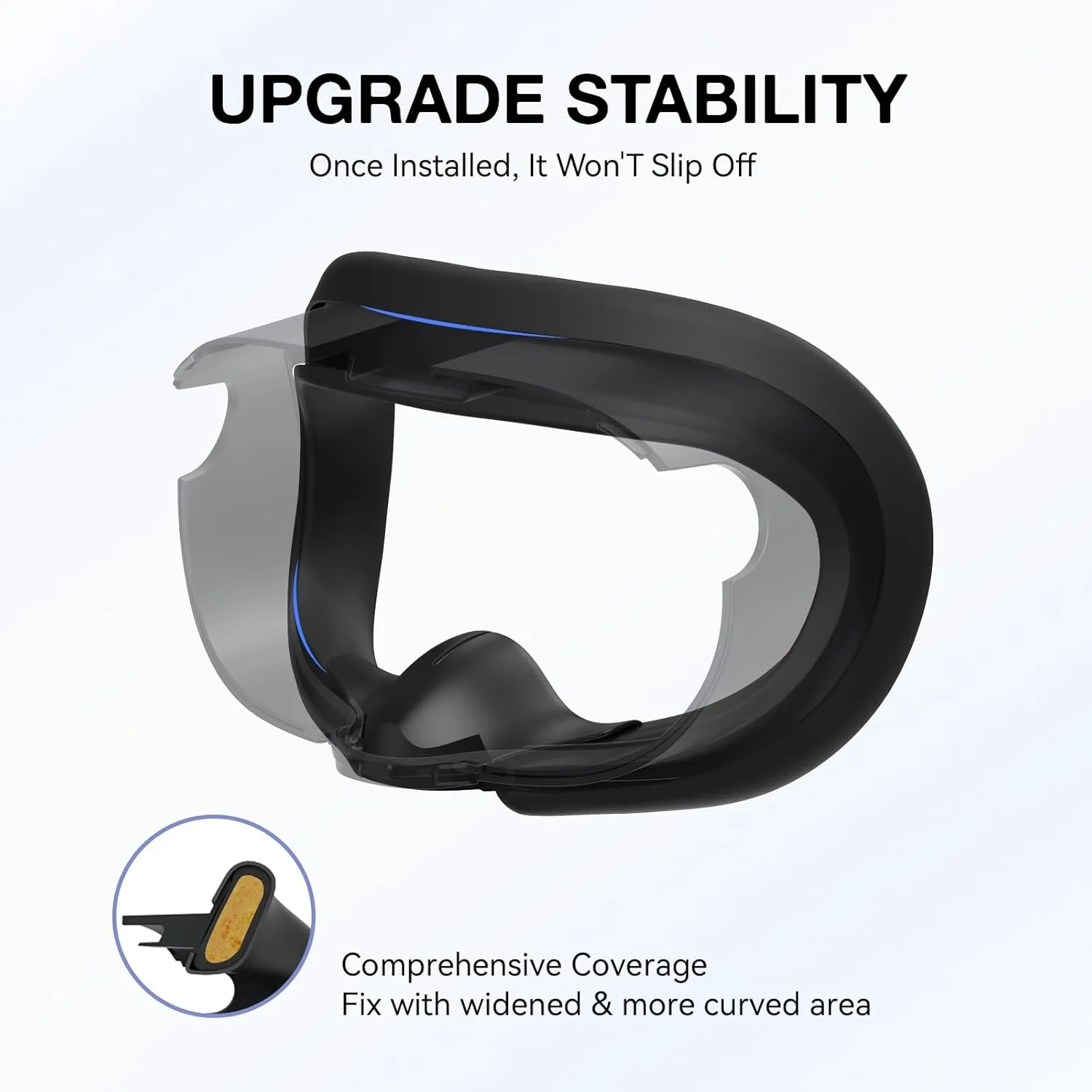 APEXINNO VR Silicone Face Pad Cover and Anti-Leakage Nose Pad for Meta Quest 3 Original Headset Accessories, VR Face Cushion and Light Blocker for Oculus Quest 3 Headset (Black)