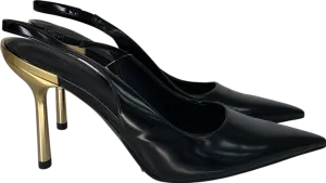 Charles & Keith Black Metallic-heel Pointed-toe Slingback Pumps UK 5 EU 38 👠