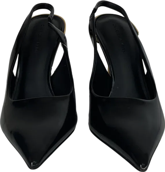 Charles & Keith Black Metallic-heel Pointed-toe Slingback Pumps UK 5 EU 38 👠
