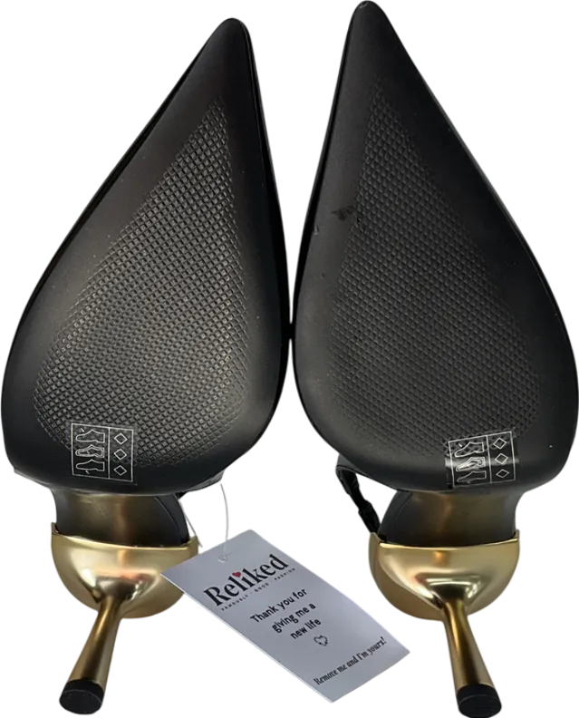 Charles & Keith Black Metallic-heel Pointed-toe Slingback Pumps UK 5 EU 38 👠