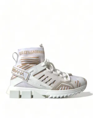 Dolce & Gabbana Elegant Sorrento Slip-On Sneakers in White and Beige