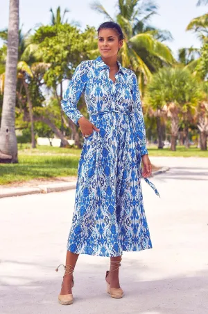 Eliza EcoVero™ Shirt Dress | Ikat Blue/White