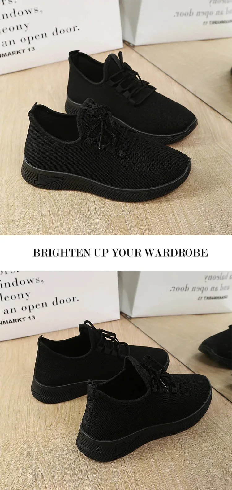 Fashion 2024 Autumn Women's Breathable Non-slip Platform New Casual Shoes Korean Running Shoes Black Sneakers Shoes for Women