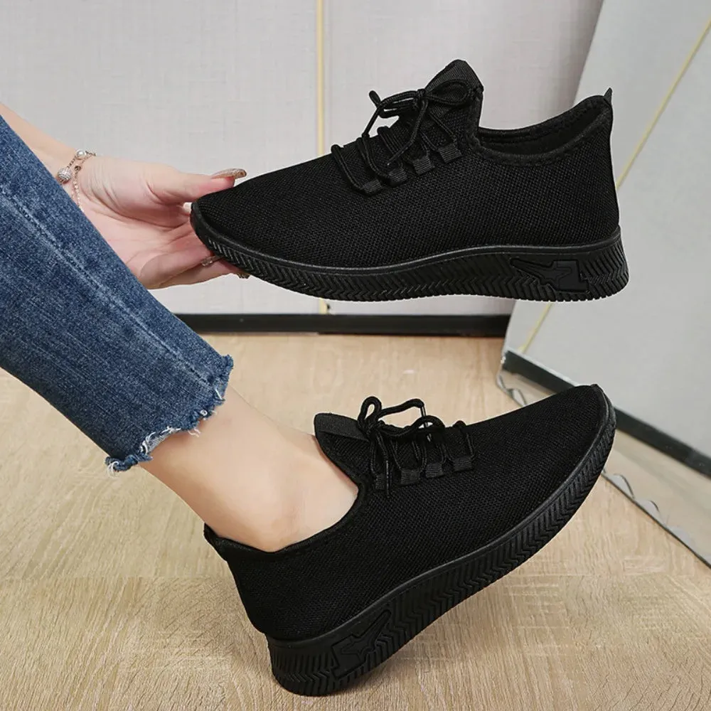 Fashion 2024 Autumn Women's Breathable Non-slip Platform New Casual Shoes Korean Running Shoes Black Sneakers Shoes for Women