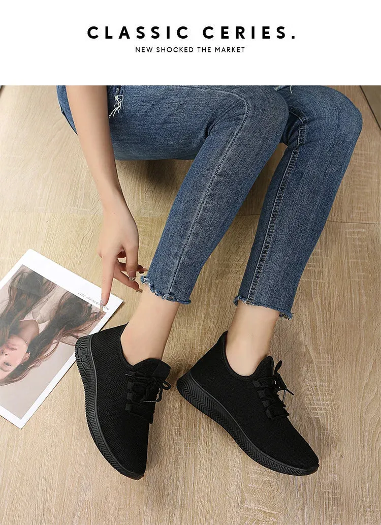 Fashion 2024 Autumn Women's Breathable Non-slip Platform New Casual Shoes Korean Running Shoes Black Sneakers Shoes for Women