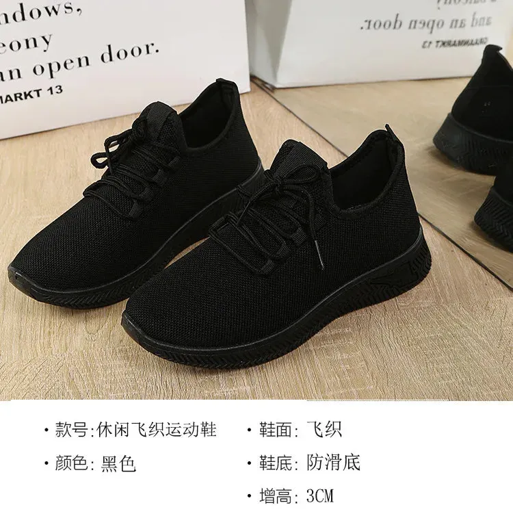 Fashion 2024 Autumn Women's Breathable Non-slip Platform New Casual Shoes Korean Running Shoes Black Sneakers Shoes for Women