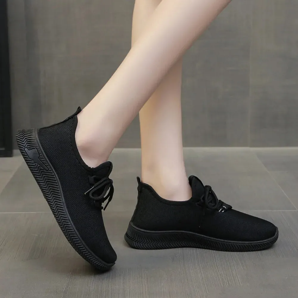 Fashion 2024 Autumn Women's Breathable Non-slip Platform New Casual Shoes Korean Running Shoes Black Sneakers Shoes for Women