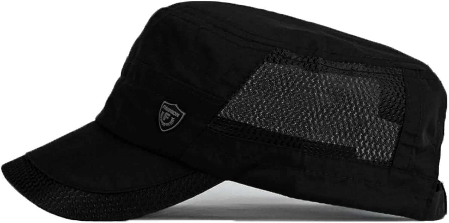 FASHIXD Mesh Military Cap Summer Army Hats for Men Quick Qry Short Bill Hat Cadet Cap