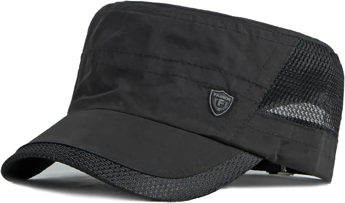 FASHIXD Mesh Military Cap Summer Army Hats for Men Quick Qry Short Bill Hat Cadet Cap