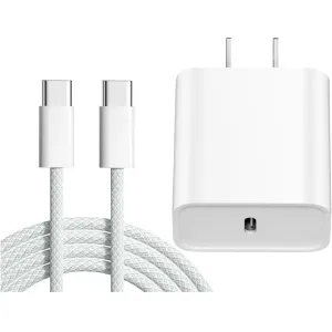 iPhone 16 15 Charger Fast Charging Type C Charger 20W USB C Charger Block iPhone 16 Charger with Woven 6FT USB-C Cable 60W for iPhone 16/16 Plus/16 Pro/16 Pro Max/iPhone 15/15 Pro Max/iPad Pro/AirPods