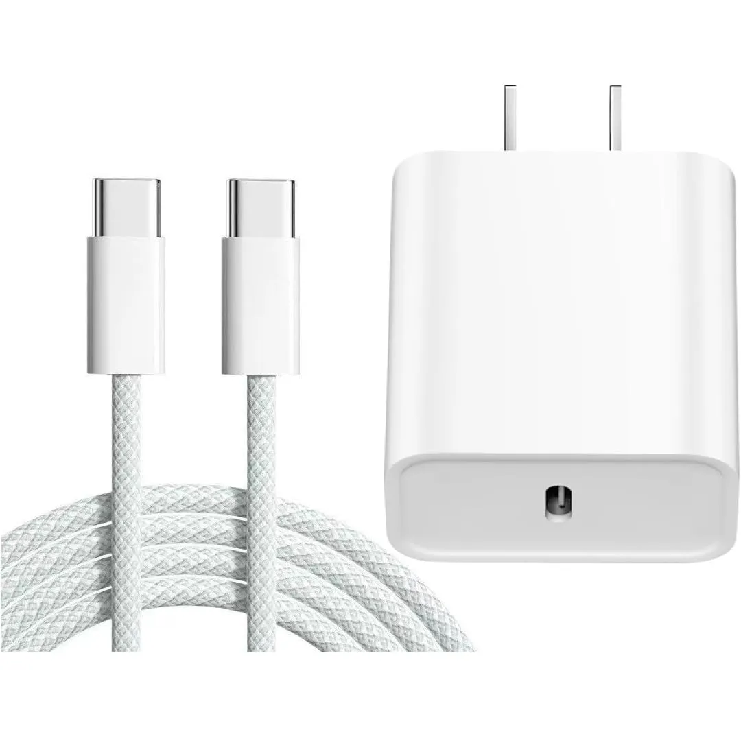iPhone 16 15 Charger Fast Charging Type C Charger 20W USB C Charger Block iPhone 16 Charger with Woven 6FT USB-C Cable 60W for iPhone 16/16 Plus/16 Pro/16 Pro Max/iPhone 15/15 Pro Max/iPad Pro/AirPods