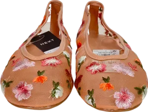 Next Blush Nude Forever Comfort  Embroidered Mesh Ballerinas UK 4 EU 37 👠