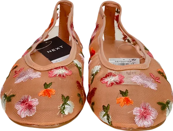 Next Blush Nude Forever Comfort  Embroidered Mesh Ballerinas UK 4 EU 37 👠