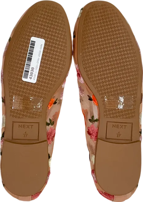 Next Blush Nude Forever Comfort  Embroidered Mesh Ballerinas UK 4 EU 37 👠