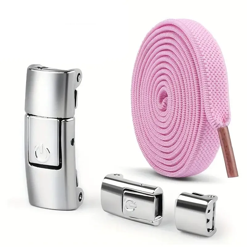 Pair of Free-Tie Shoelaces with 2 Buckles