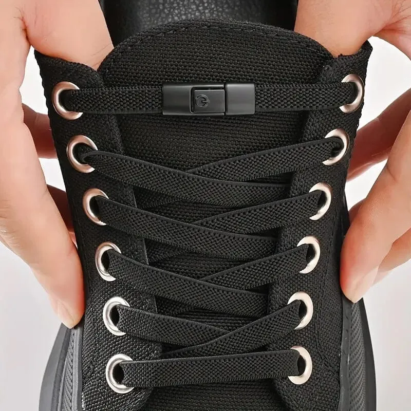 Pair of Free-Tie Shoelaces with 2 Buckles