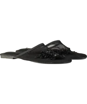 Urban Outfitters Black Embellished Mesh Flat Mules UK 6 EU 39 👠