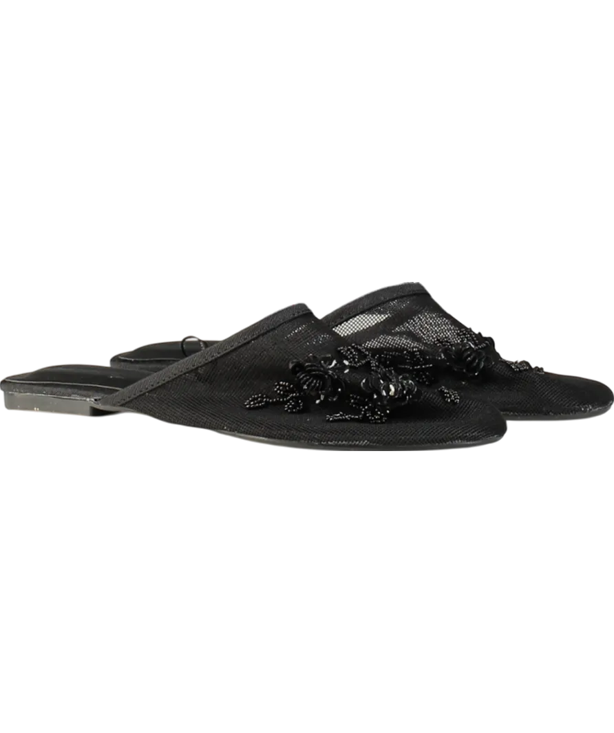 Urban Outfitters Black Embellished Mesh Flat Mules UK 6 EU 39 👠