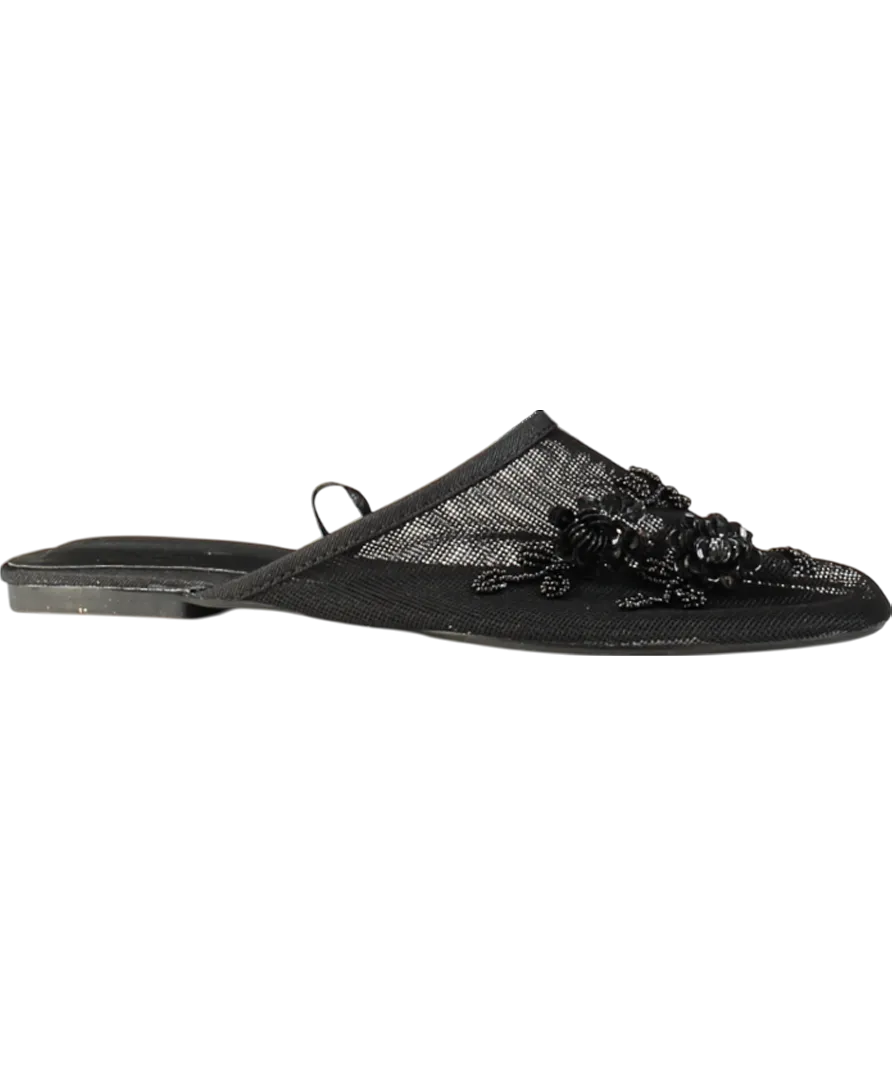 Urban Outfitters Black Embellished Mesh Flat Mules UK 6 EU 39 👠