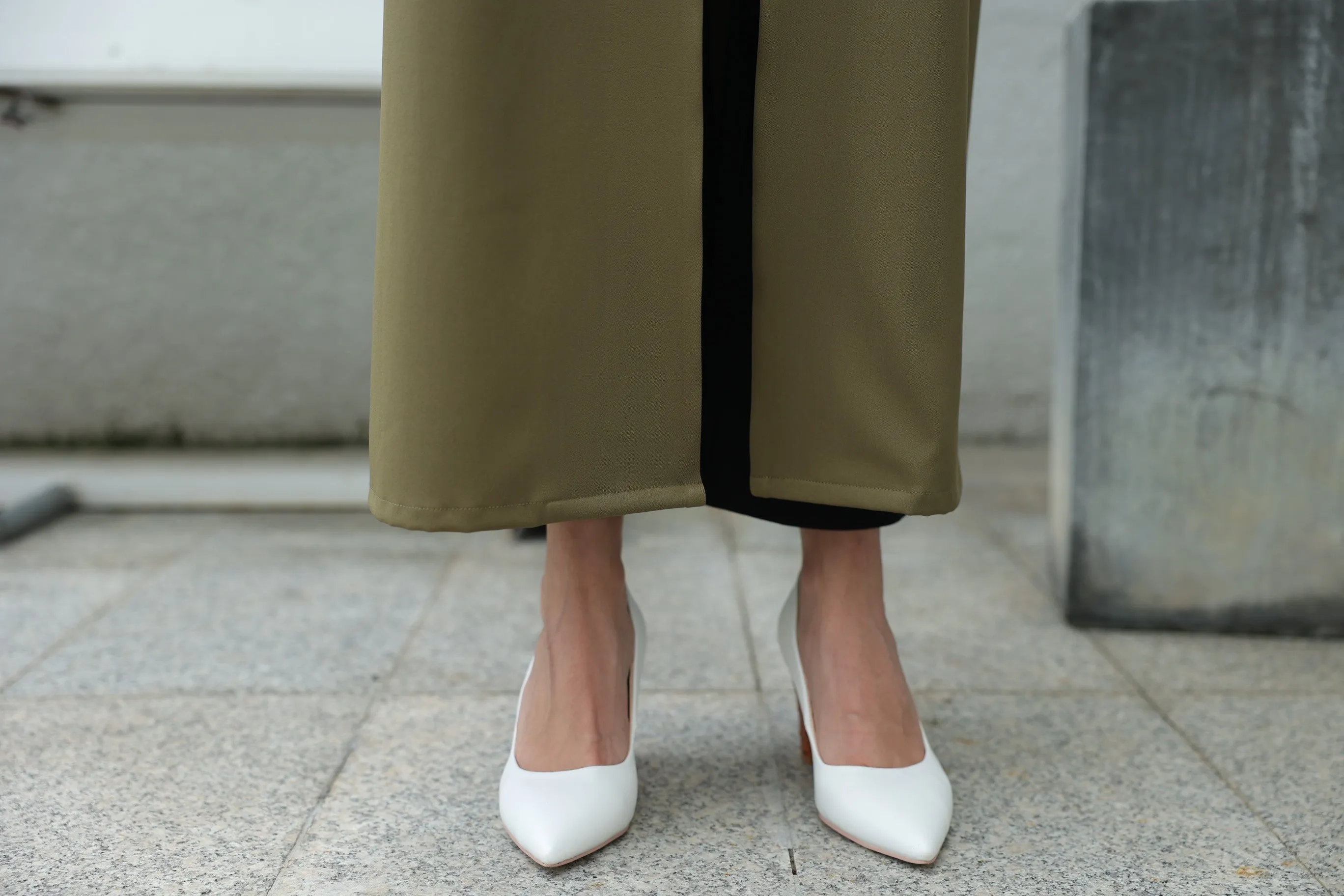White Statement Brown Heels